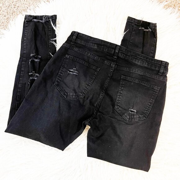 Distressed Button up Black Skinny Jeans - XXL - Picture 2 of 4